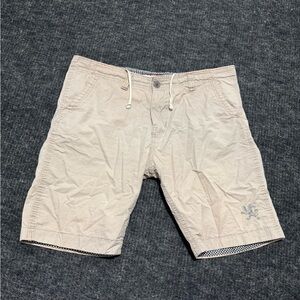 Express Men's Light Beige Flat Front Shorts